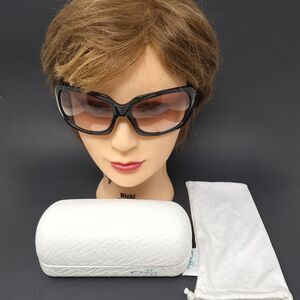 Y2K Oakley Women's Script Wrap Sunglasses Black Frame Gradient Lenses Case Bag